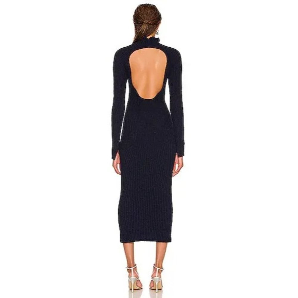NWT ACNE STUDIOS KENNICE RIBBED BOULCE LONG SLEEVE RIBBED MIDI DRESS US SZ M - Picture 4 of 12